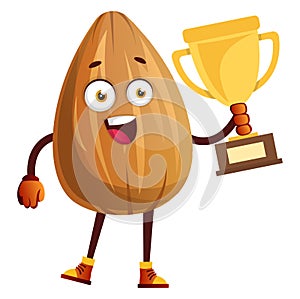 Almond won golden trophy, illustration, vector