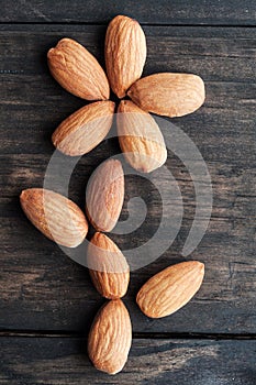 Almonds arranged in flower shape