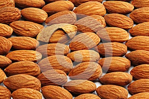 Almonds background, drupe, nut, food, edible seed