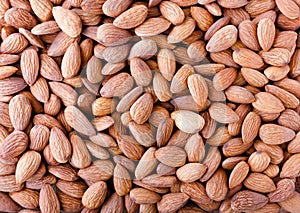 Almonds, a close-up photo. The background and texture of a walnut. Image.