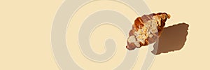 Almonds croissant dessert beige banner copy space