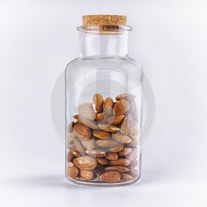 Almonds in a glass jar