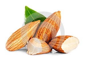 Almonds nuts isolated on white