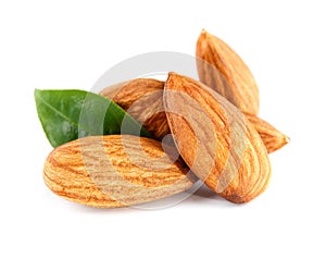 Almonds nuts isolated on white