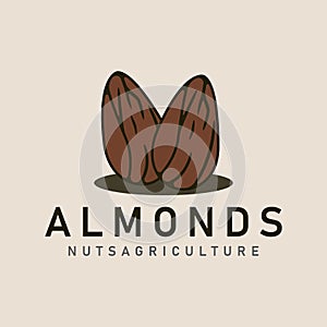 almonds nuts vintage logo icon and symbol vector illustration minimalist design