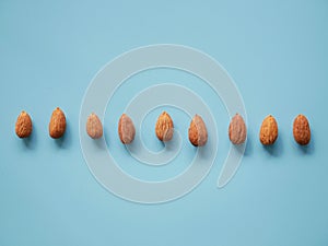 Almonds seed isolated background