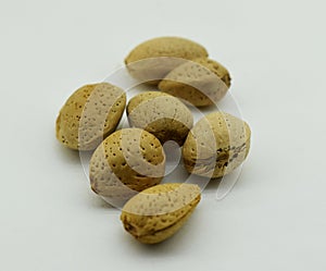 Almonds in the shells and raw form