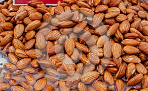 Almonds soaked in water  for sale at farmers market