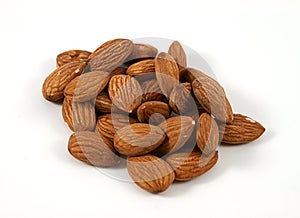 Almonds on a white background