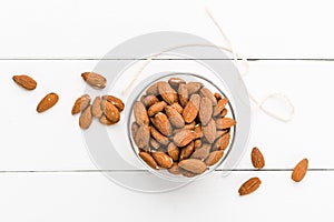 Almonds on a white background