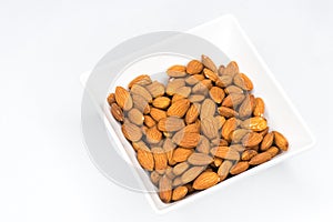 Almonds in white bowl