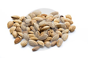 Almonds on the white isolatd background.