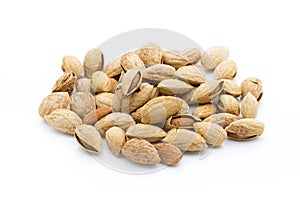 Almonds on the white isolatd background.