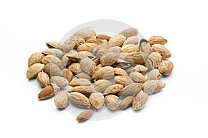 Almonds on the white isolatd background.
