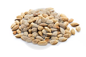 Almonds on the white isolatd background.