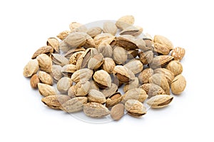 Almonds on the white isolatd background.
