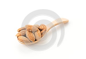 Almonds with wood spoon