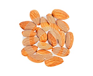 Almons nuts on white background