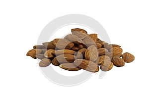 Almons sheeds, raw natural snack, healty nuts vegetarian food, isolated object