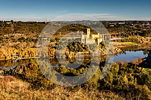 Almourol castle - Portugal - architecture background. Is built on an island on the river Tagus