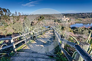 Almourol castle - Portugal - architecture background. Is built on an island on the river Tagus