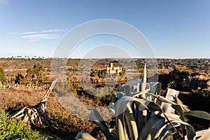 Almourol castle - Portugal - architecture background. Is built on an island on the river Tagus