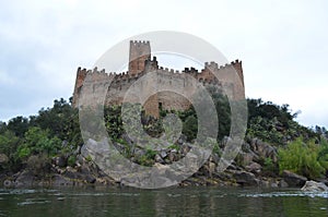Almourol Templar castle, located in an islet in the Tagus tiver, central Portugal