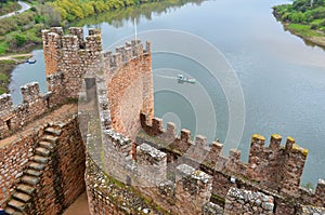 Almourol Templar castle, located in an islet in the Tagus tiver, central Portugal