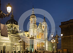 Almudena cathedral madrid in night