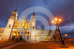 Almudena cathedral at Madrid in twilight