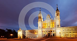 Almudena cathedral at Madrid in twilight time