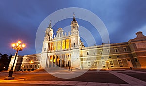 Almudena cathedral in twilight. Madrid