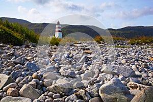 Alnes lighthouse at Godoy island near Alesund, Norway