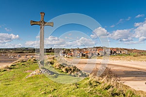 Alnmouth Village and wooden cross