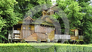 Alnwick wooden Treehouse, Alnwick Garden, in the English county of Northumberland