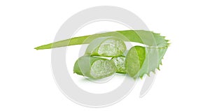 Aloe is cut, isolated on a white background