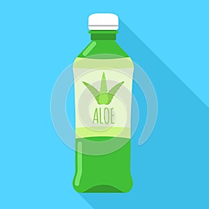 Aloe vera bottle icon, flat style
