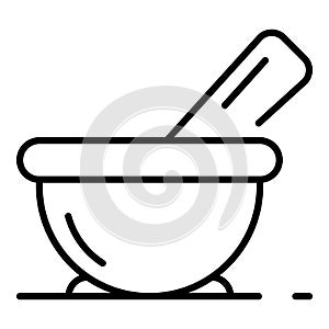 Aloe vera bowl icon, outline style