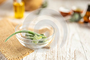 Aloe vera cut for natural cosmetic preparation