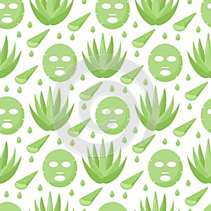 Aloe vera face mask flat seamless pattern