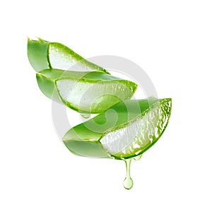 Aloe vera gel dripping from aloe vera slice