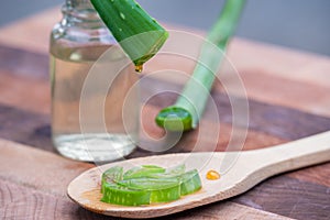 Aloe Vera juice dripping from leaf