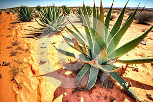 aloe vera leaves growing in arid stee areas