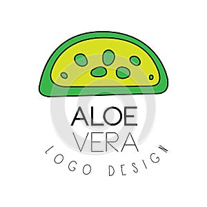 Aloe Vera logo design, green natural product badge, organic cosmetics and beauty label vector Illustration on a white