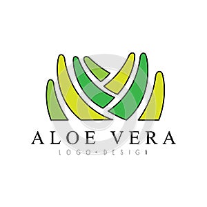 Aloe Vera logo design, natural product badge, organic cosmetics and health care label vector Illustration on a white