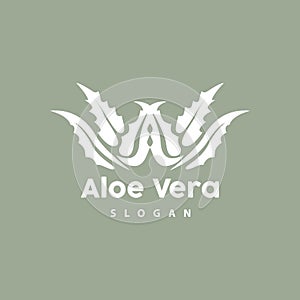 Aloe Vera Logo, Herbal Plant Vector, Illustration Symbol Icon Simple Design