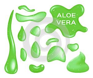 Aloe vera serum drop . aloe vera cream mousses and icon , lotion