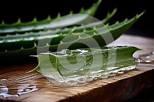 Aloe vera with shape and texture on black background