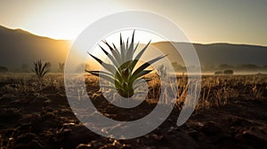 Aloe Vera In Sun-drenched Field