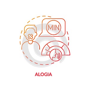 Alogia medical condition red gradient concept icon